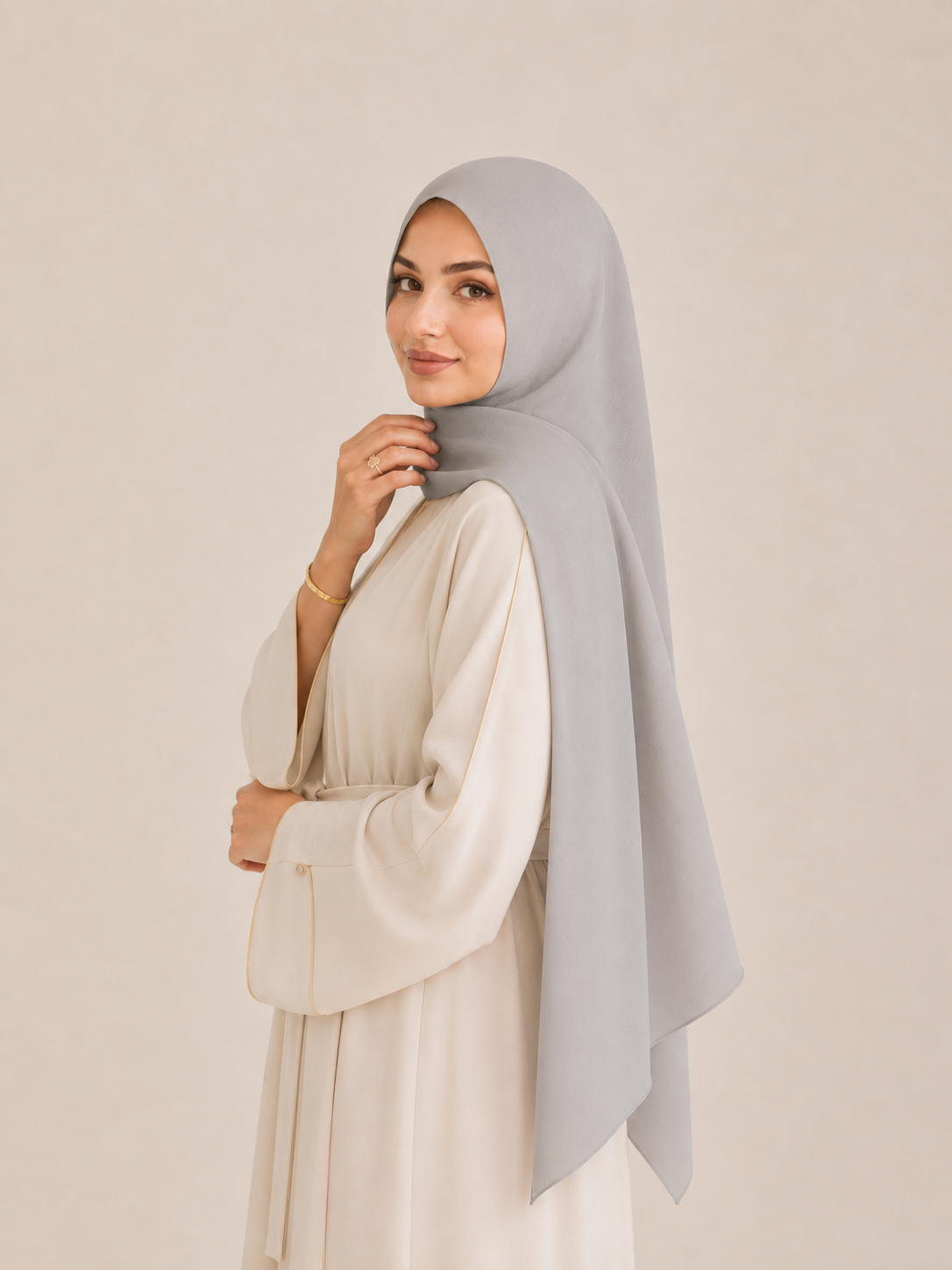 Krepp Hijab in hellgrau