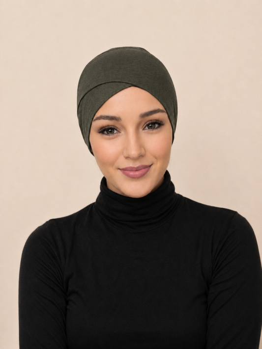 Schlauch Bonnet über Kreuz khaki