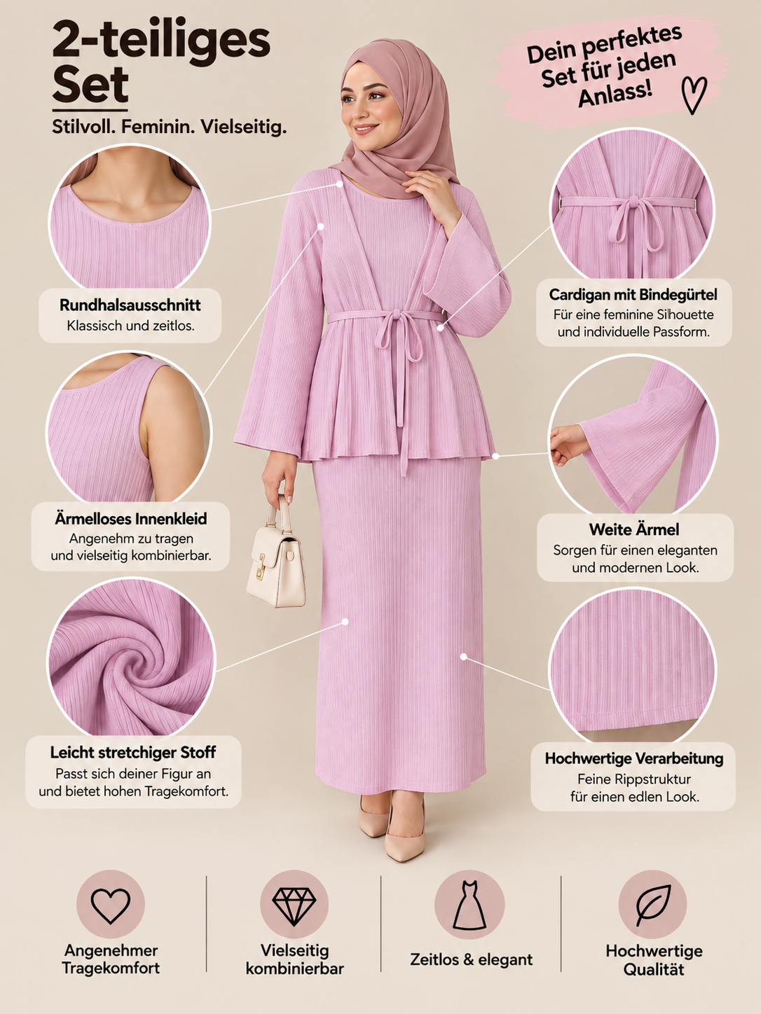 Cardigan + Kleid Set