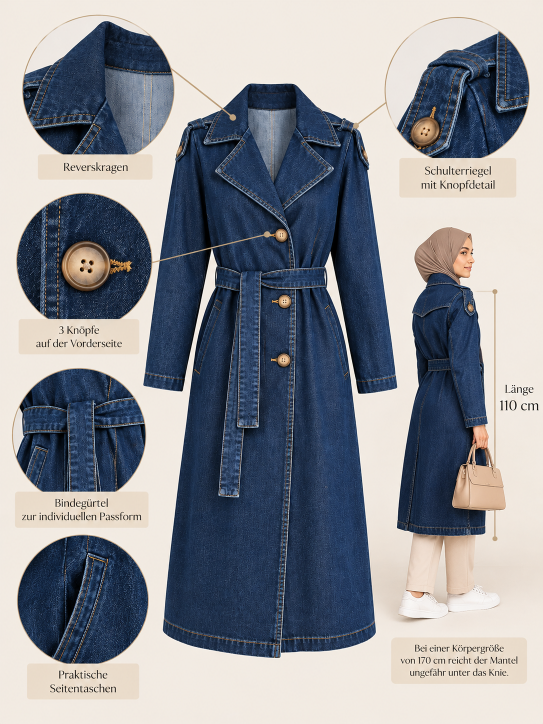 Mantel im Denim Look