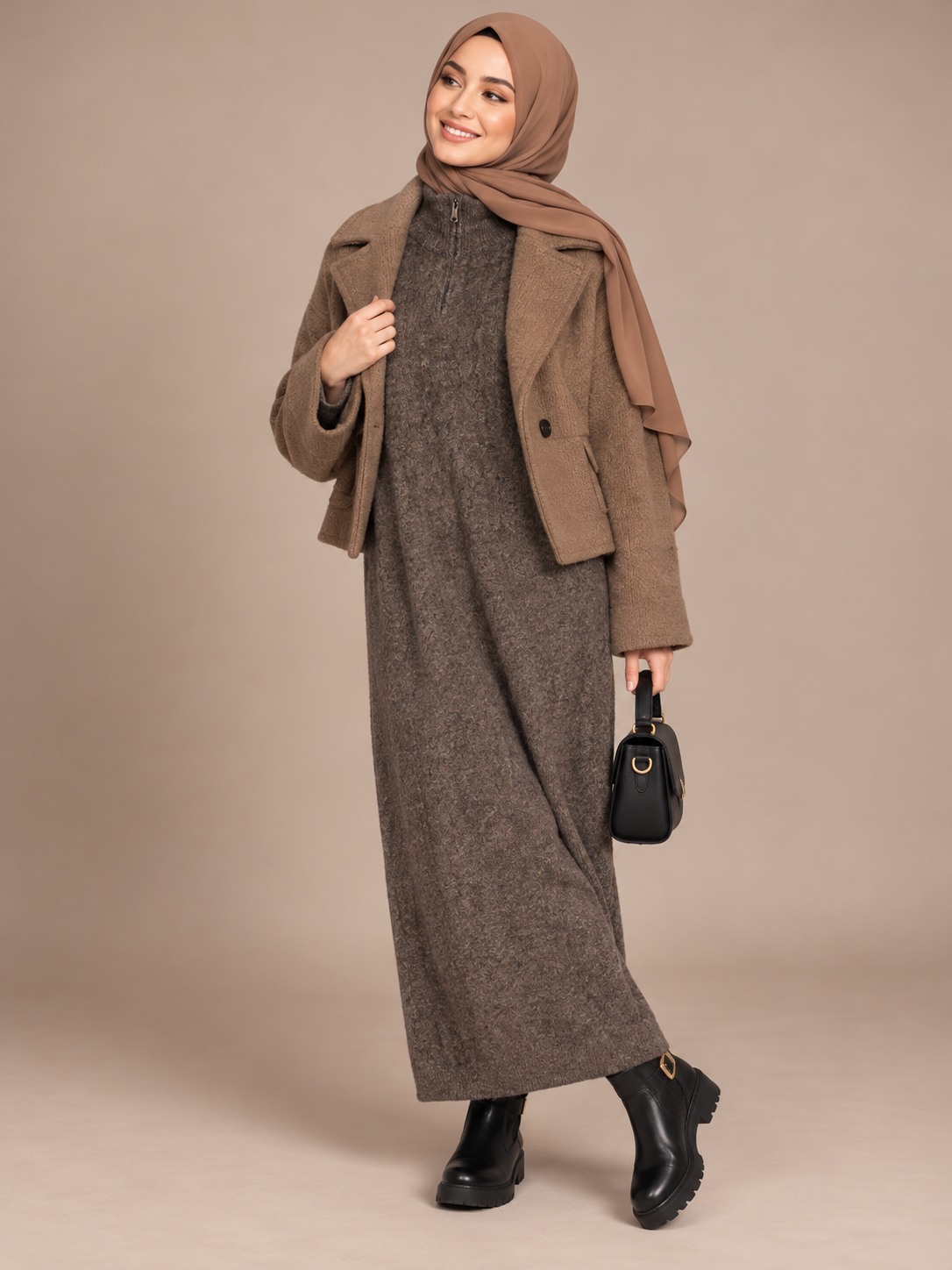 Strickkleid mit Kragen
