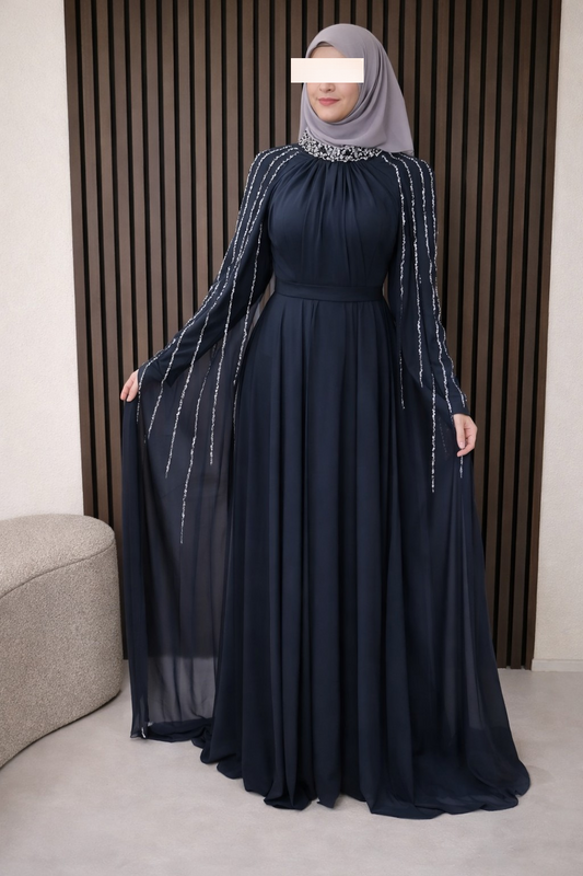 elegantes Abendkleid in dunkelblau