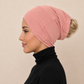 Schlauch Bonnet über Kreuz Apricot-Rosé