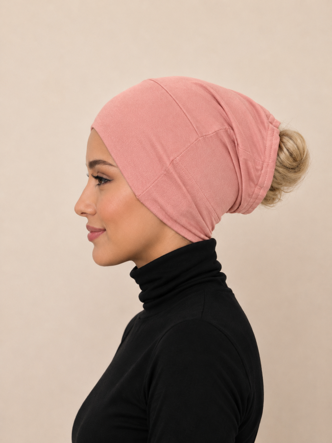 Schlauch Bonnet über Kreuz Apricot-Rosé