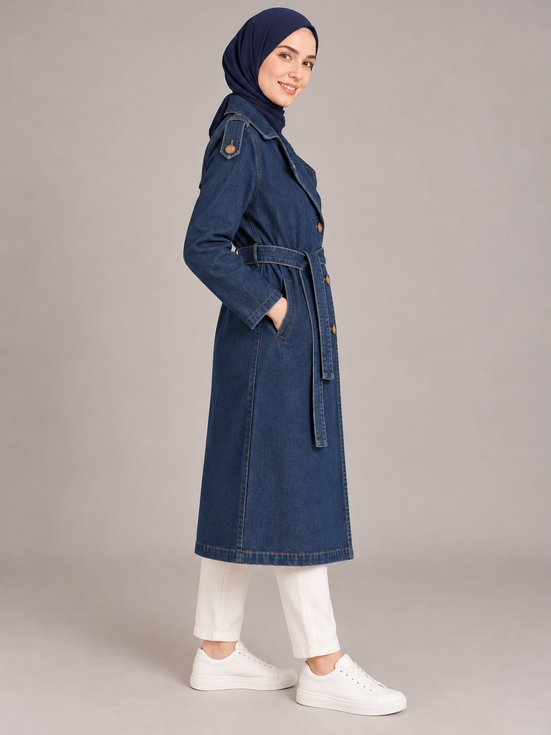 Mantel im Denim Look