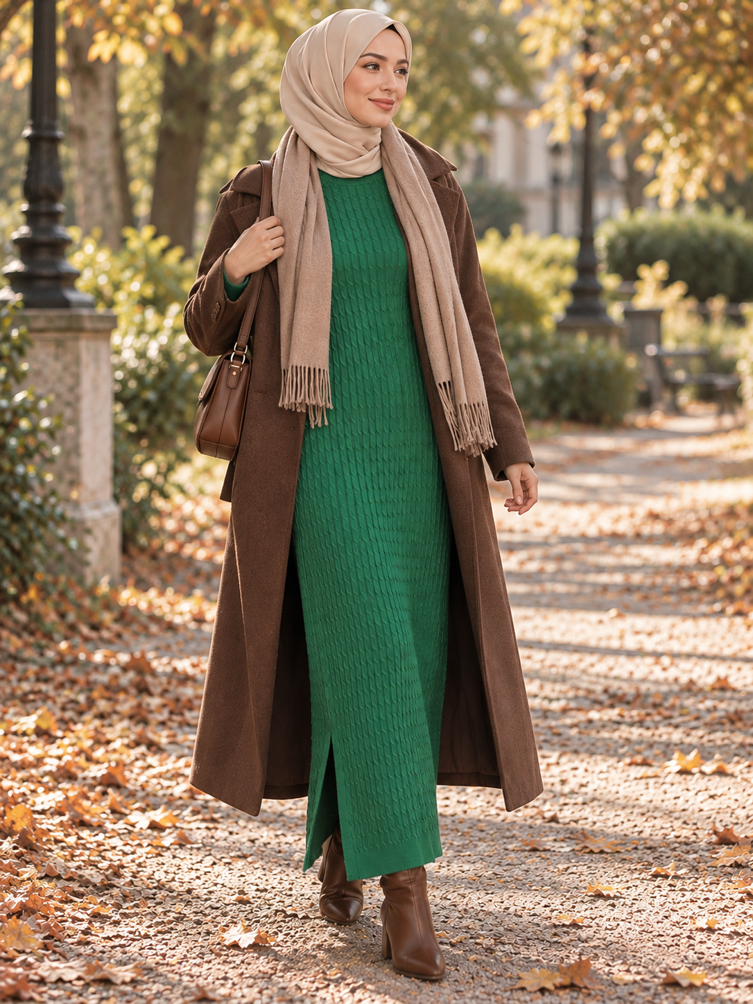 Strickkleid mit Zopfmuster