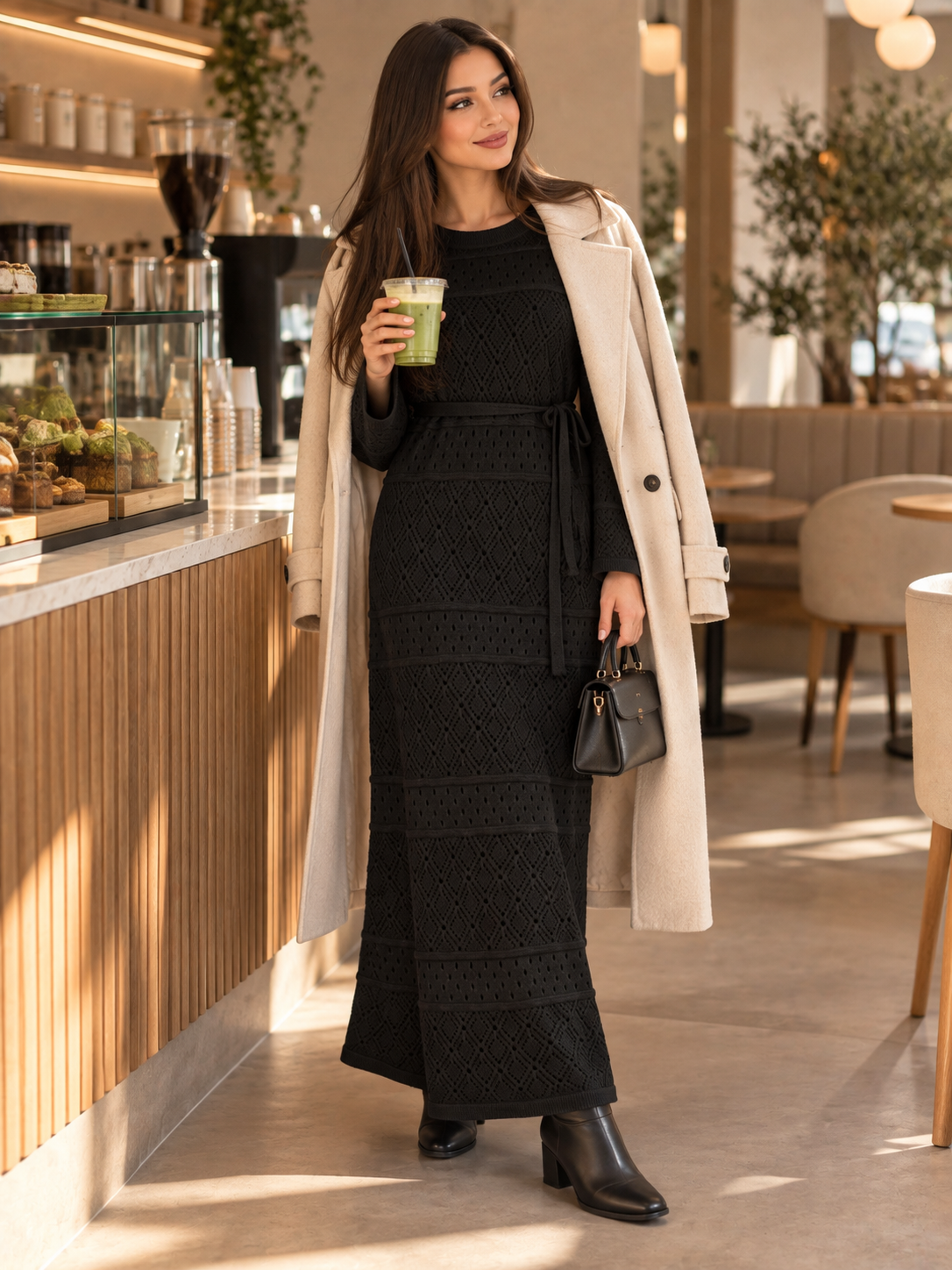 Strickkleid mit Lochmuster