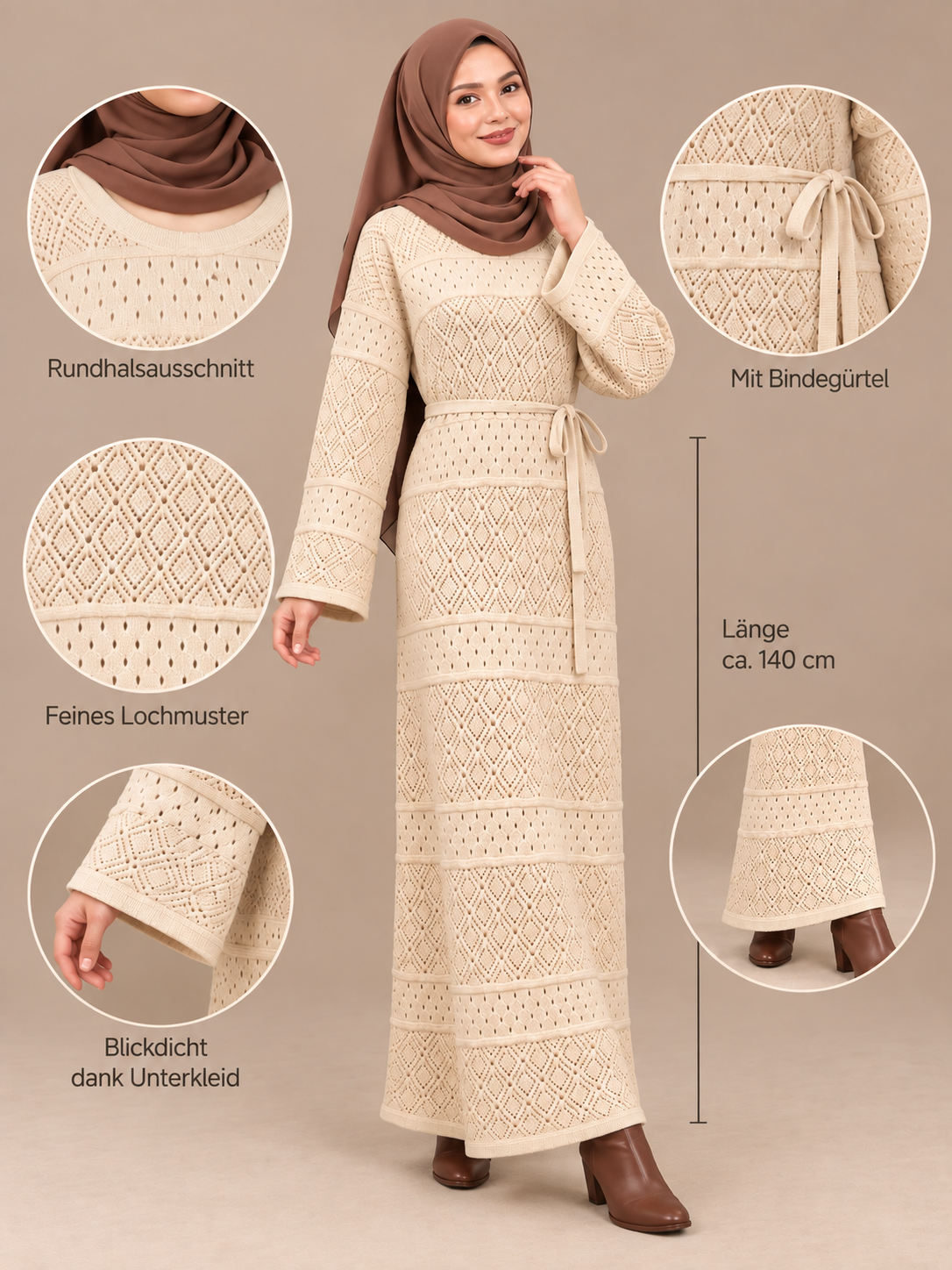 Strickkleid mit Lochmuster