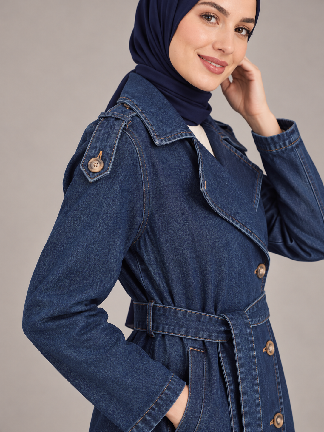 Mantel im Denim Look