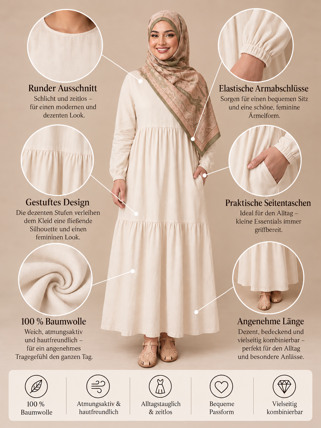 Basic Kleid-gestuft