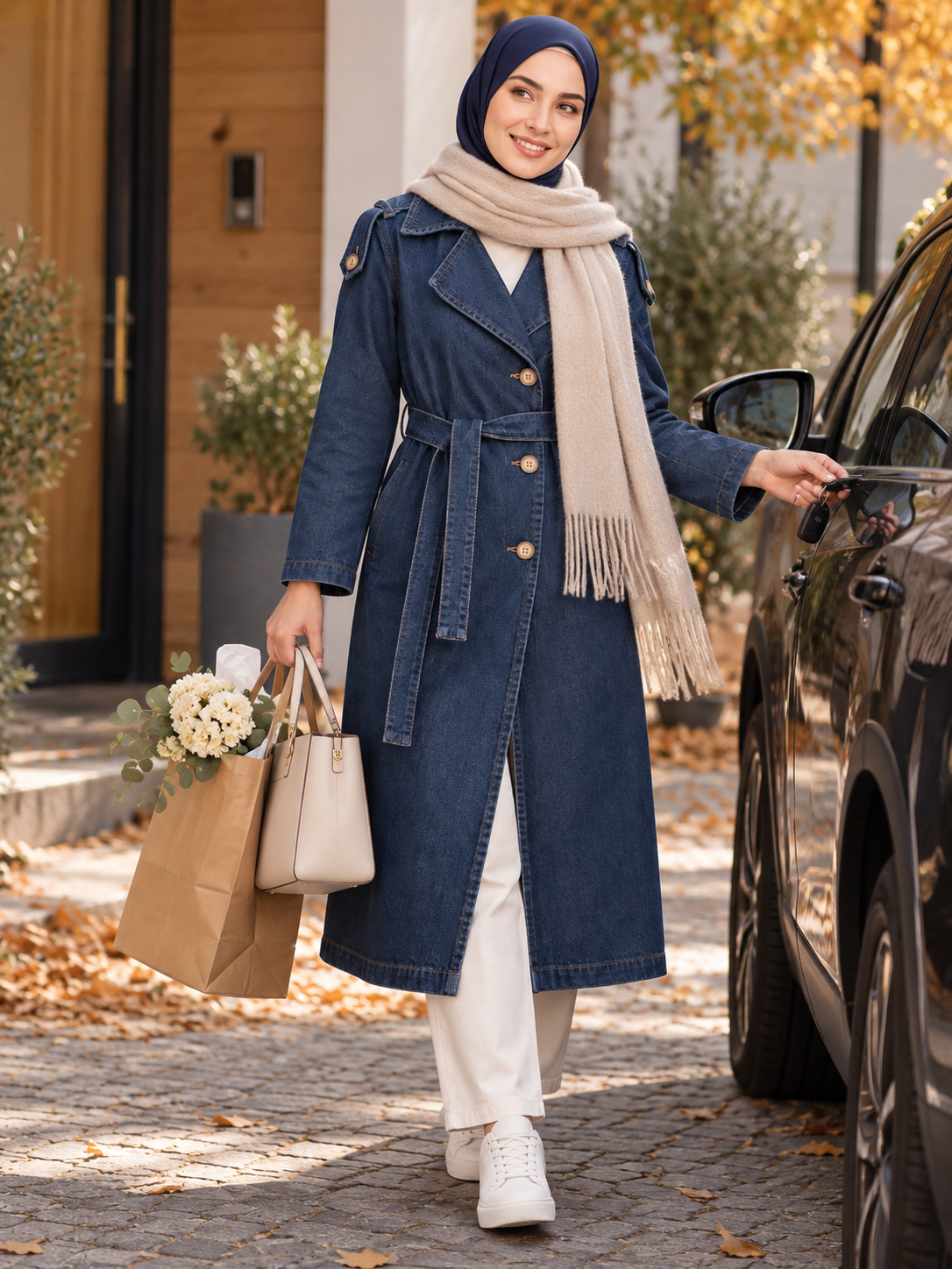 Mantel im Denim Look