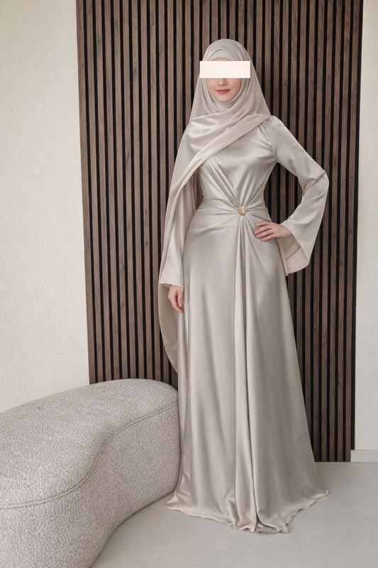 Malak Abendkleid beige