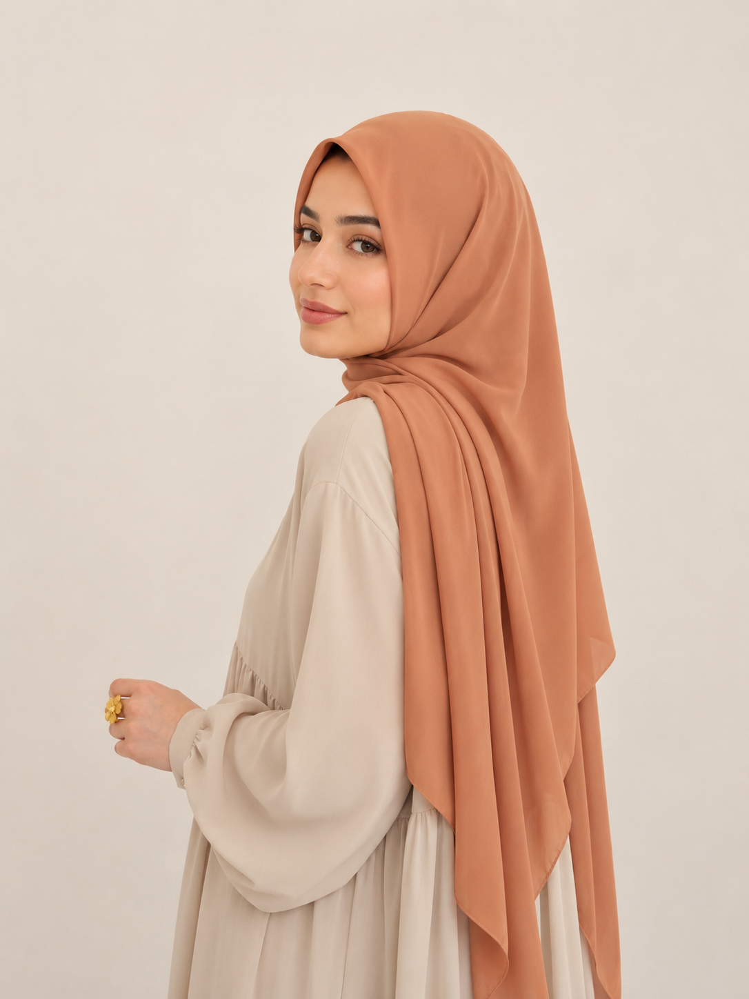 Krepp Hijab in burnt orange